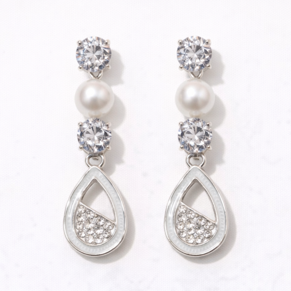 Elegant Pearl Drop Crystal Teardrop Earring | Pack Of 2