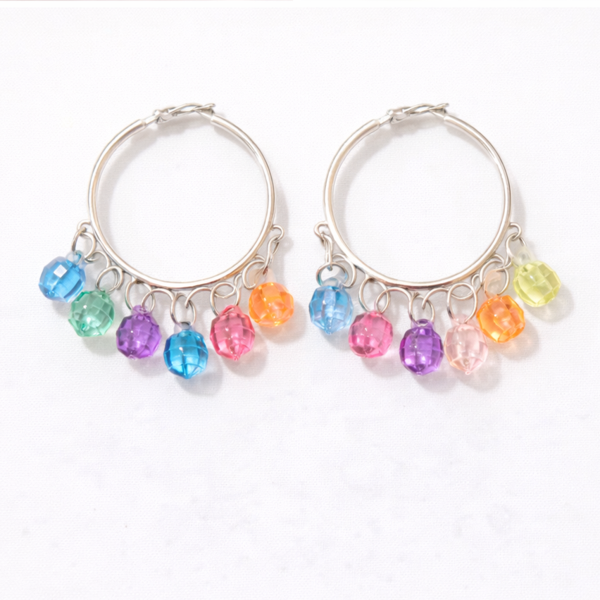 Colorful Crystal Charm Hoop Earrings | Pack Of 2
