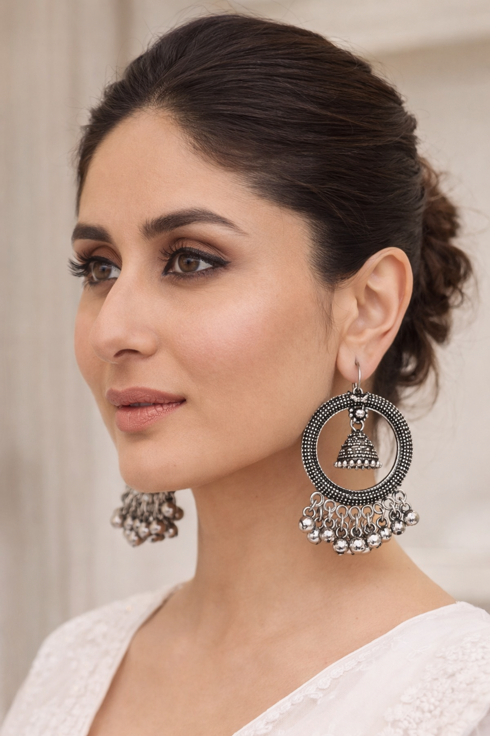 Oxidized Silver Hoop Jhumka Earrings with Ghungroo Detailing | Pack Of 2